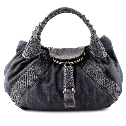 Fendi Large Demin Canvas Spy Satchel & Shoulder Bag