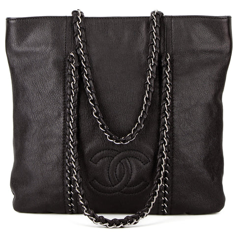 Chanel Black Glazed Caviar Luxe Ligne Tote