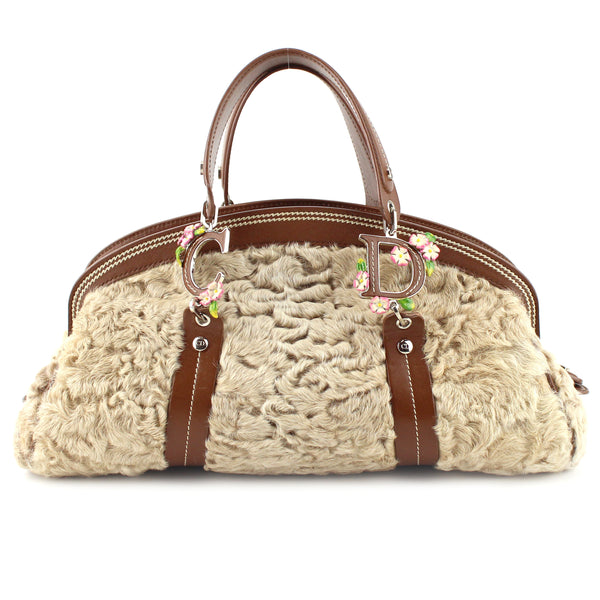 Dior Limited Edition Shearling Detective Flower Satchel