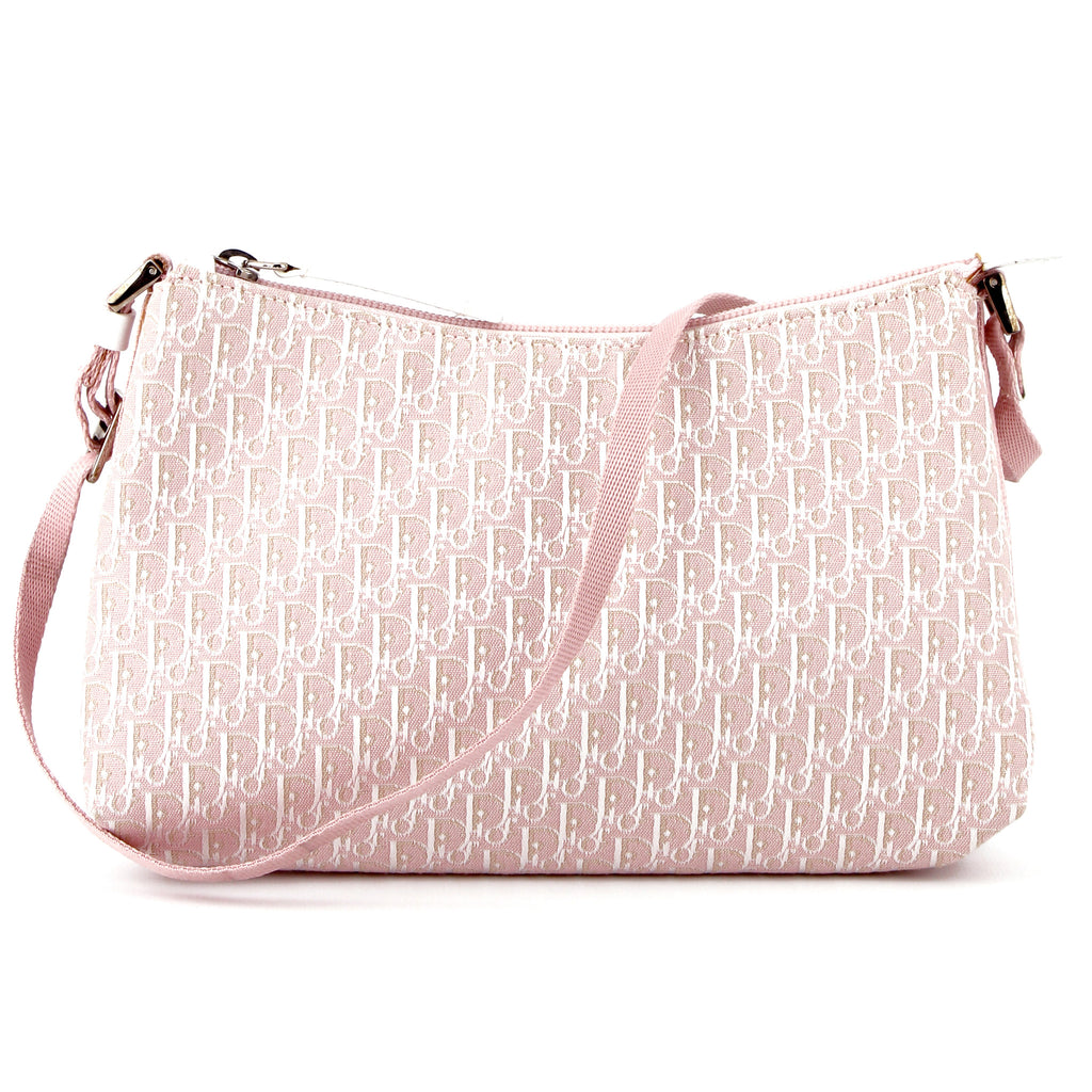  Dior Vintage Iridescent Pink Monogram Canvas Shoulder Bag