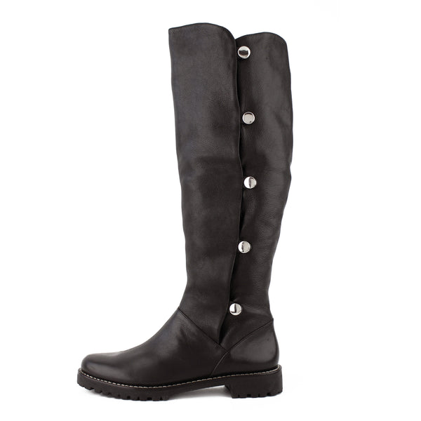 Michael Kors Black Leather Buttoned Winter boots sz 8.5