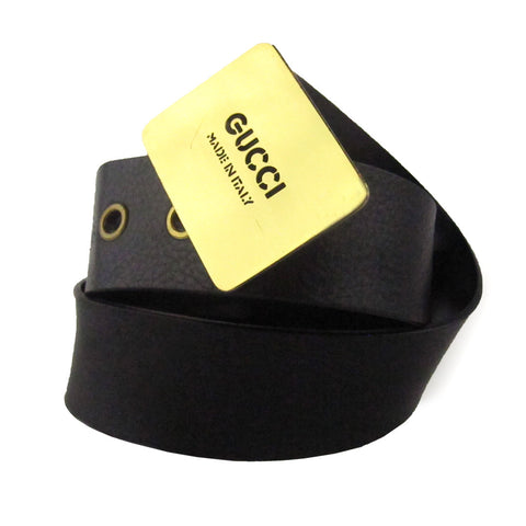 Gucci Golden Plate Leather Belt