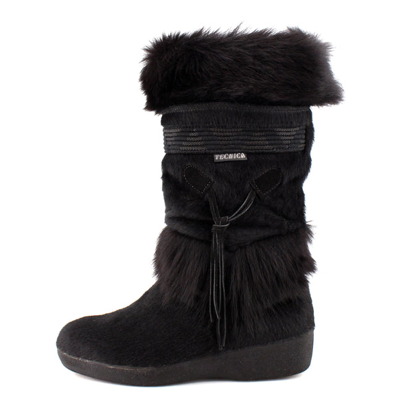 Tecnica Black Seal Fur Toggle Winter Boots sz 39