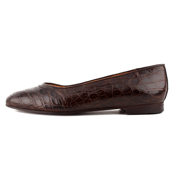Ralph Lauren Chocolate Croc Leather Ballet Flats sz 7.5