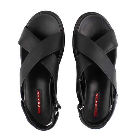 Prada Sport Black Crisscross Velcro Sandals sz 39 / 9