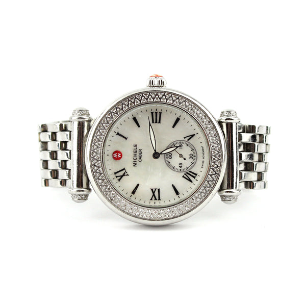 Michele Caber Diamond Round Silver Ladies Watch