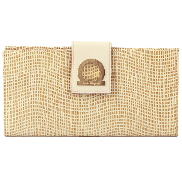 Salvatore Ferragamo Golden Snake-Print Leather Wallet