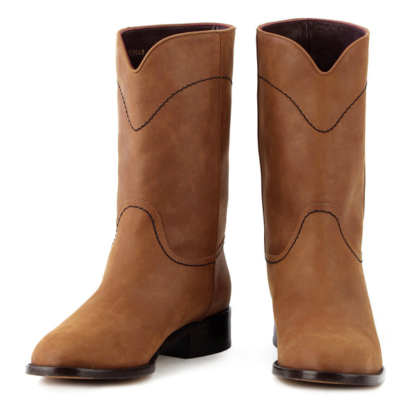 Chanel Calf-High Tan Suede Boots sz 39.5
