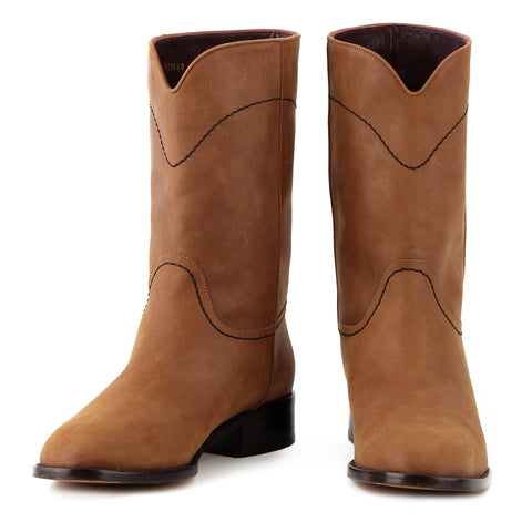 Chanel Calf-High Tan Suede Boots sz 39.5