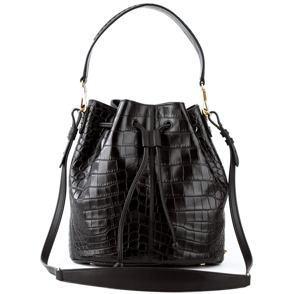 Elizabeth and James Croc Leather Bucket Bag & Crossbody
