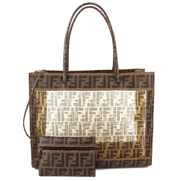 Fendi Zucca Monogram See-Through Mesh Canvas Tote Bag