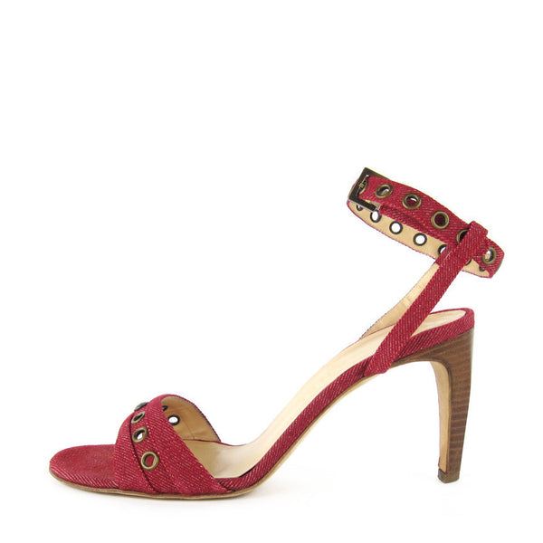 Chanel Red Denim Sandals sz 38.5