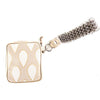 YSL Teardrop Nude Embroidered Canvas Wristlet Clutch