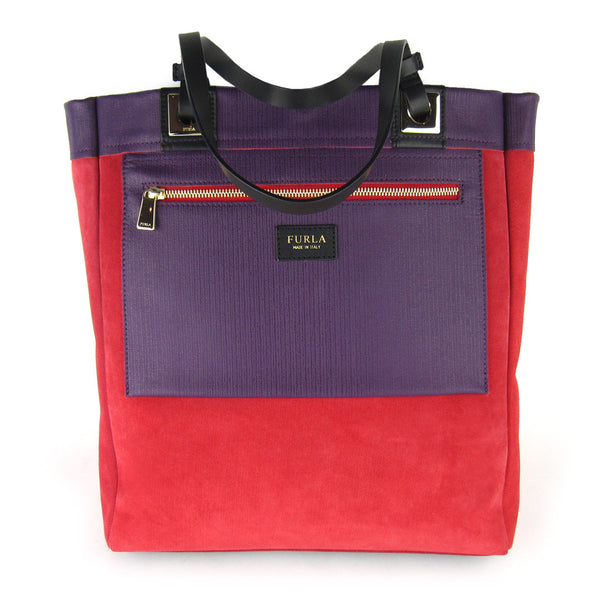 Furla Color-Block Suede/Leather Tote