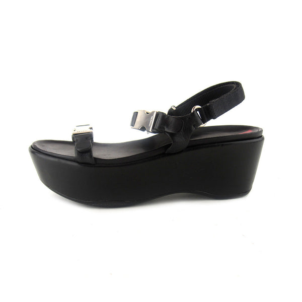 Prada Black Wedge Sport Sandals 9