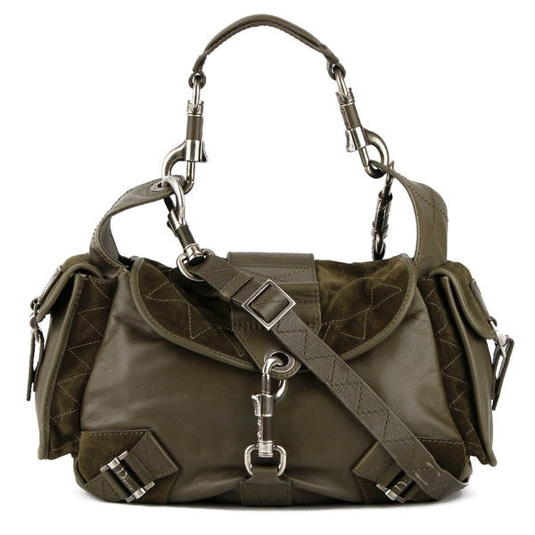 Dior Rebelle Olive Leather & Suede Shoulder Bag