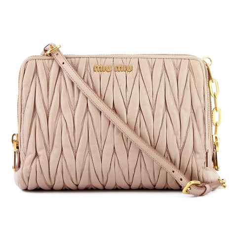 Miu Miu Blush Mattelasse Leather Chain Clutch & Crossbody
