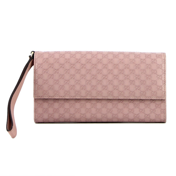 Gucci Guccissima Lilac Leather Folding Clutch and Wallet