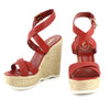 YSL Dark Orange Malo Wedge Platform Sandals sz 39.5/9