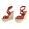 YSL Dark Orange Malo Wedge Platform Sandals sz 39.5/9