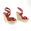 YSL Dark Orange Malo Wedge Platform Sandals sz 39.5/9