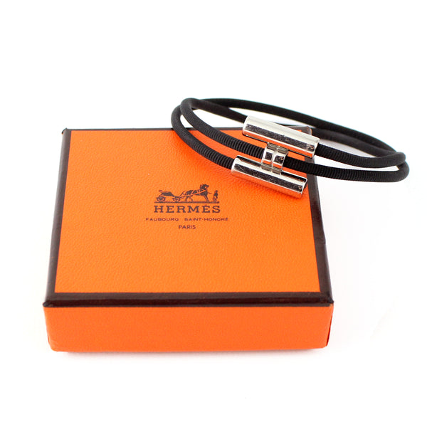 Hermes H Tournis Black Rope Bracelet