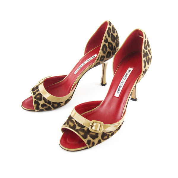 Manolo Blahnik Pony Hair Leopard Pumps sz 38