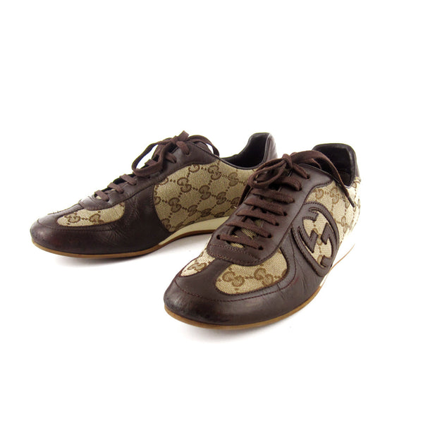 Gucci GG Canvas & Leather Sneakers sz 38