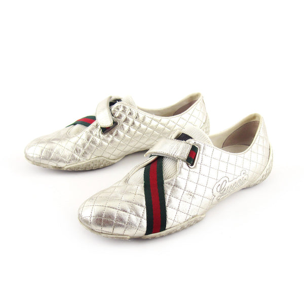 Gucci Quilted Metallic Leather Sneaker sz 37.5