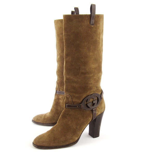 Gucci GG Slouchy Suede Boots sz 38