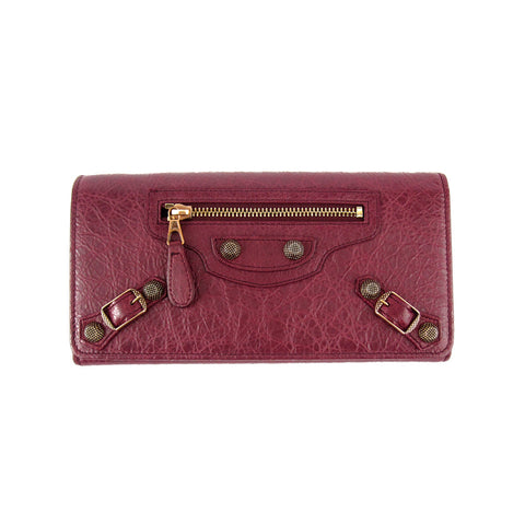 Balenciaga Giant Money Leather Wallet - Cassis - NEW