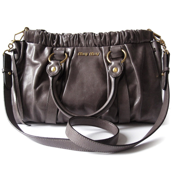 Miu Miu Vitello Lux Shopper - Fumo