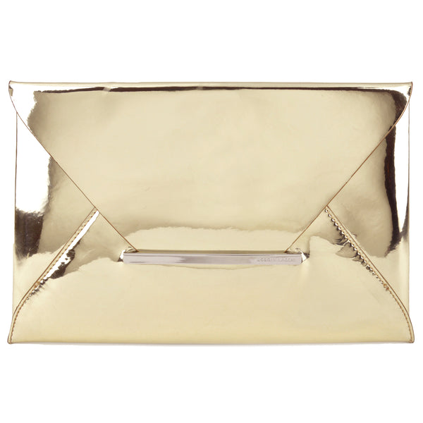 BCBG Maxazria Gold Vegan Leather Envelope Clutch