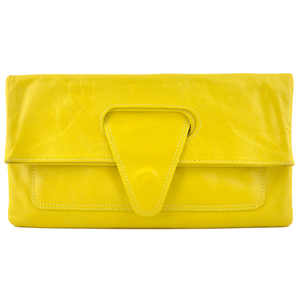 Maurizio Taiuti Yellow Leather Envelope Clutch