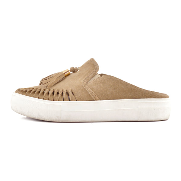 J Slides Beige Suede Slip On Mules sz 8.5
