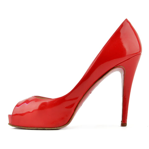 Christian Louboutin Prive Red Patent Platform Pumps sz 38.5