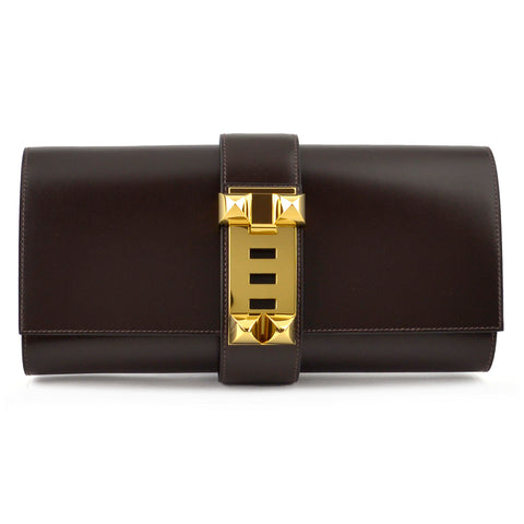 Hermes Medor 29 Chocolat Box Calf Leather Clutch