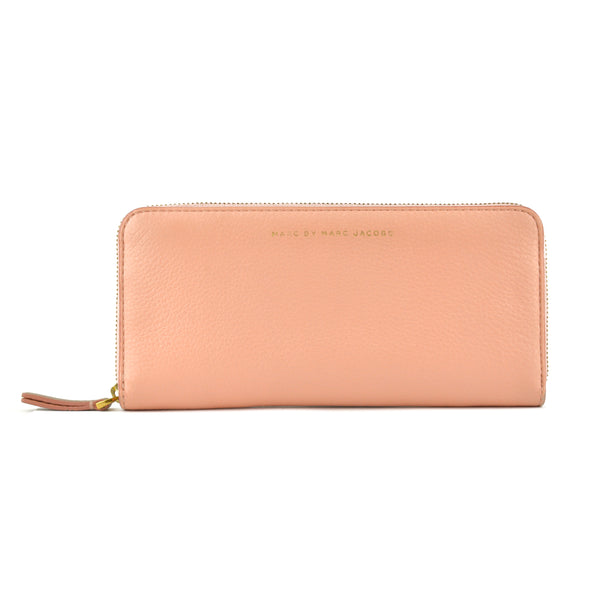 Marc Jacobs Salmon & Tan Leather Zip Long Wallet