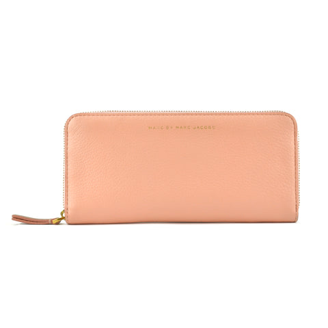 Marc Jacobs Salmon & Tan Leather Zip Long Wallet