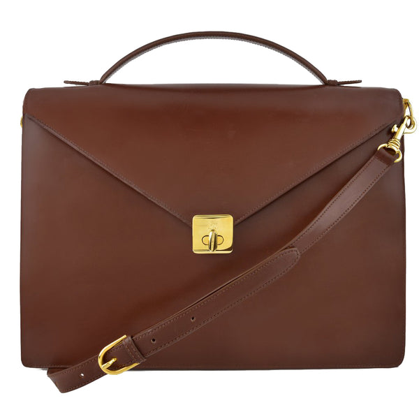 Giorgio Armani Vintage Brown Leather Portfolio Briefcase