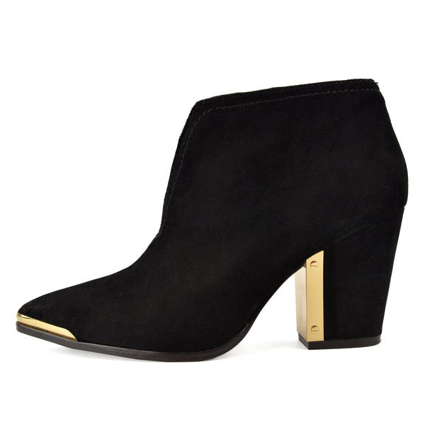 Vince Camuto Black Suede Metal Toe Western Booties sz 8