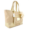 Coach Natural Signature Canvas & Metallic Gold Poppy Tote