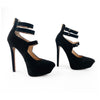 Betsey Johnson Black Suede Platform Ankle Strap Pumps Sz 6 / 36.5