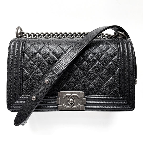 Chanel Black Caviar Medium Boy Bag - Ruthenium HW