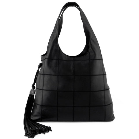Chanel Chocolate Bar Stitch Quilted Black Caviar Hobo Tote
