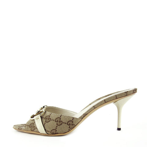 Gucci Canvas Horsebit Mules 10B