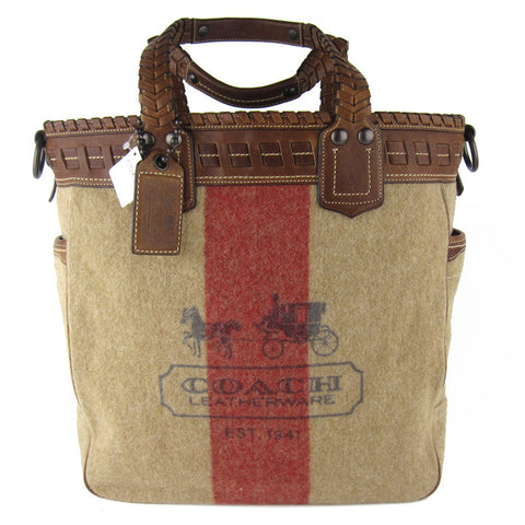 Coach Large Wool Canvas Tote - NEW