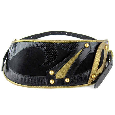 Etro Paneled Fur & Snakeskin Belt - NEW