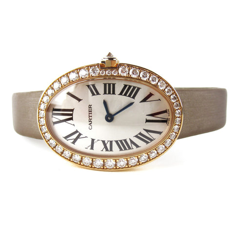 Cartier Baignoire Rose Gold Pave Watch