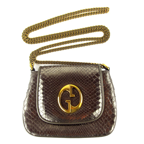 Gucci 1973 Pewter Python Purse